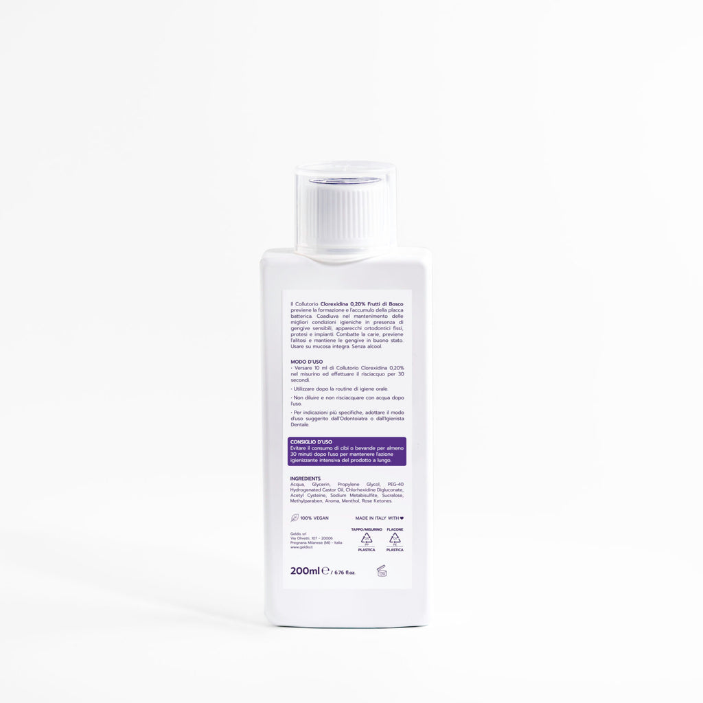 Geldis Collutorio Clorexidina 0,20% – 200ml Frutti di bosco