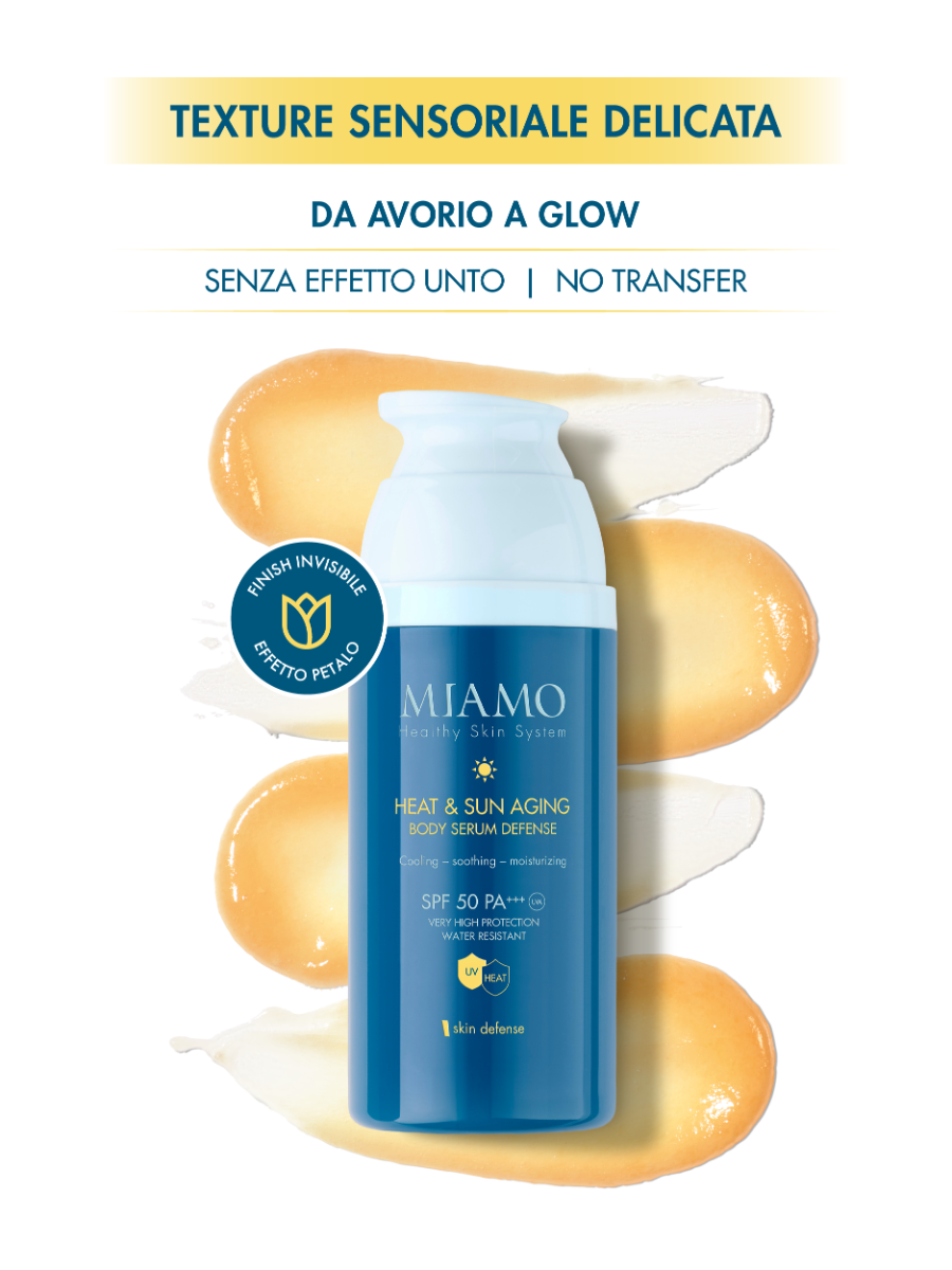 Protezione Solare HEAT & SUN AGING BODY SERUM DEFENSE (PACKAGING 2026) Siero solare corpo SPF 50 PA+++